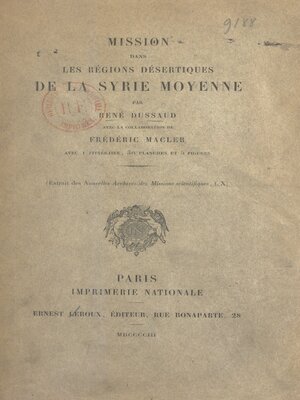 cover image of Mission dans les régions désertiques de la Syrie moyenne